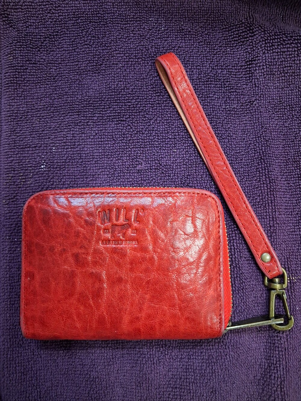 Will Leather Goods Red Leather Wristlet Wallet
